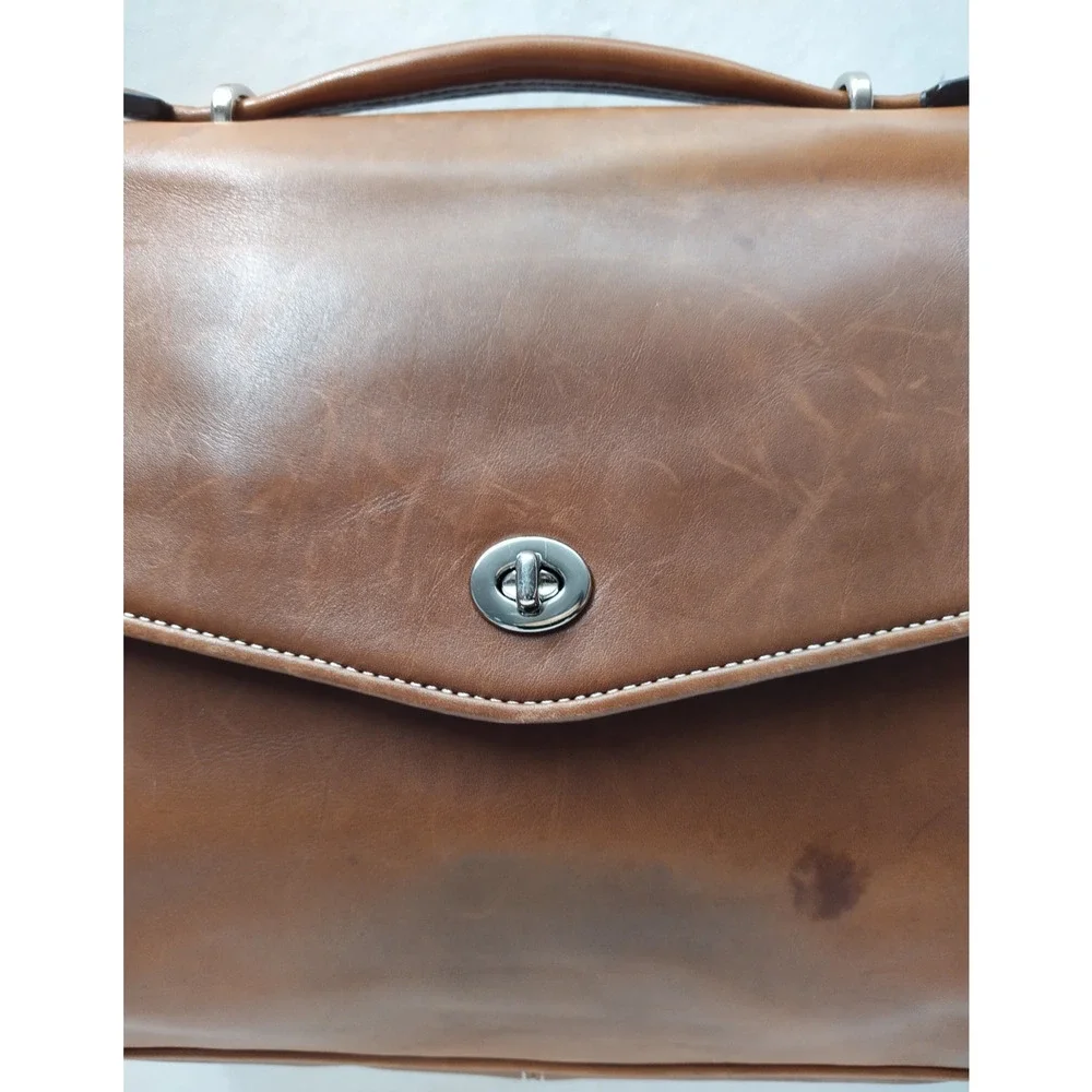 Coach Lexington British Tan Leather Briefcase Messenger Crossbody Bag - Vintage